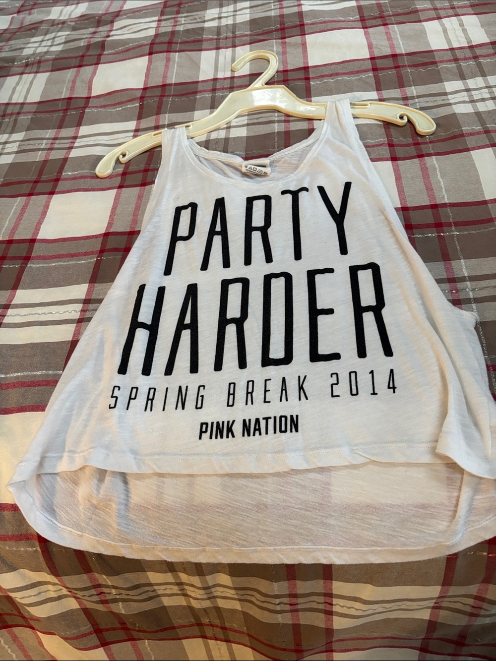 PINK Victoria's Secret White 'Party Harder' Graphic Tank